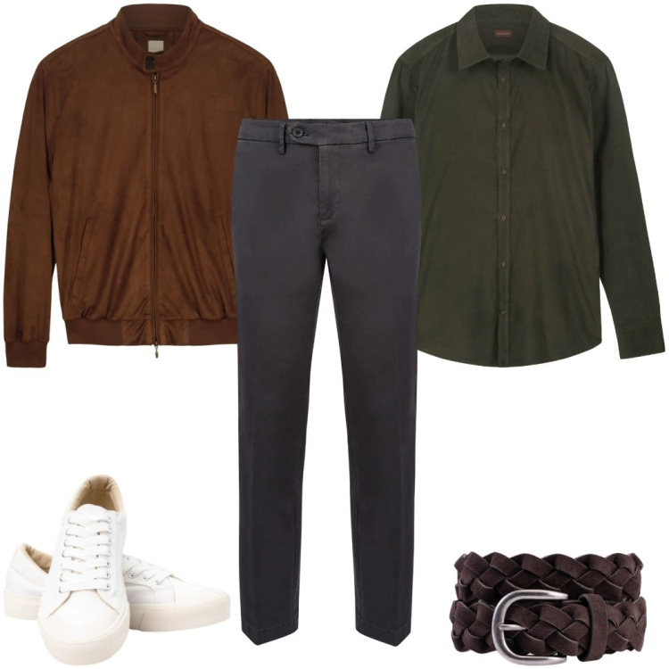 Outfit uomo - Total look #2328432. Stile Casual per Tutti i giorni. Abbinamento con sneakers, pantaloni chino, giacche, camicie, cinture.