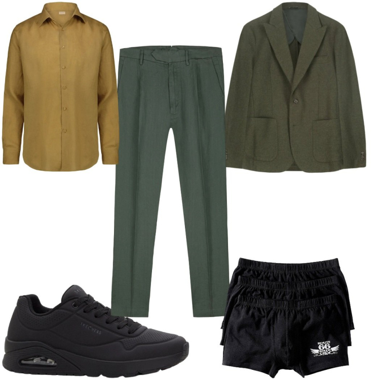 Outfit uomo - Total look #2328443. Stile Casual per Tutti i giorni. Abbinamento con boxer, sneakers, pantaloni, camicie, giacche.