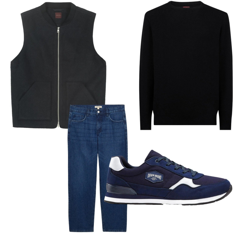 Outfit uomo - Casual. Stile Casual per Tutti i giorni. Abbinamento con sneakers, jeans dritti, maglieria, piumini.