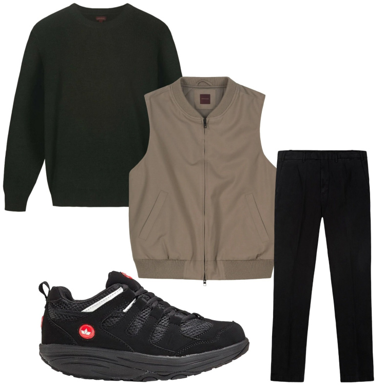 Outfit uomo - Disinvolto. Stile Casual per Tutti i giorni. Abbinamento con sneakers, pantaloni, maglieria, piumini.