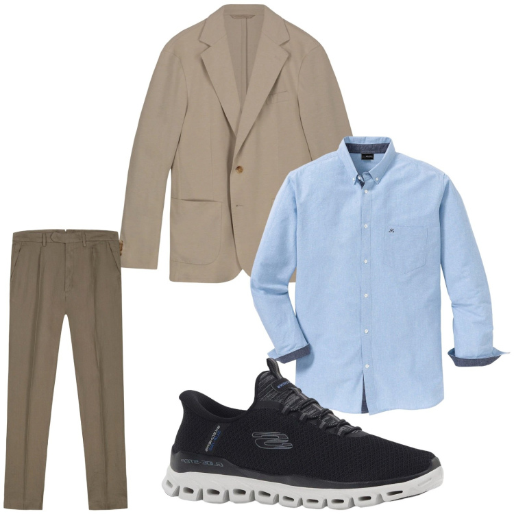 Outfit uomo - In ufficio. Stile Casual per Ufficio. Abbinamento con camicie, sneakers, giacche, pantaloni.