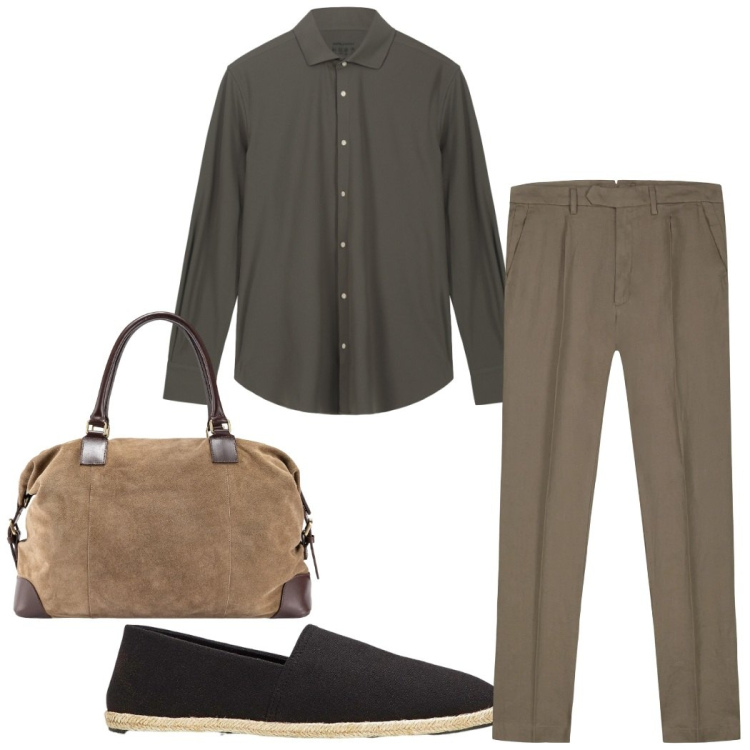 Outfit uomo - Total look #2328637. Stile Trendy per Tutti i giorni. Abbinamento con espadrillas, pantaloni, borse sportive, camicie.