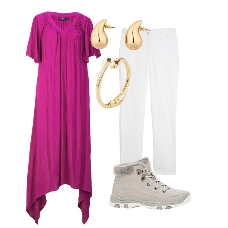 Outfit donna - Basic con accessori bon ton. Stile Bon Ton per Tutti i giorni. Abbinamento con stivaletti, pantaloni, orecchini, braccialetti, caftani.