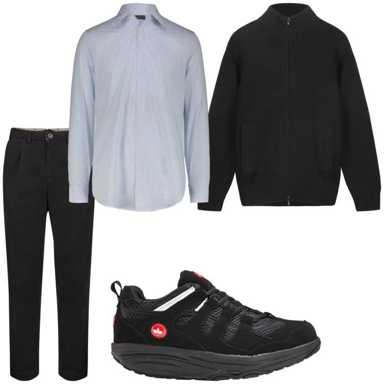 Outfit uomo - Trendy. Stile Trendy per Tutti i giorni. Abbinamento con sneakers, pantaloni, cardigans, camicie.