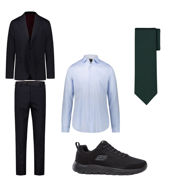 Outfit uomo - Elegante. Stile Trendy per Ufficio. Abbinamento con sneakers, camicie, abiti, cravatte.