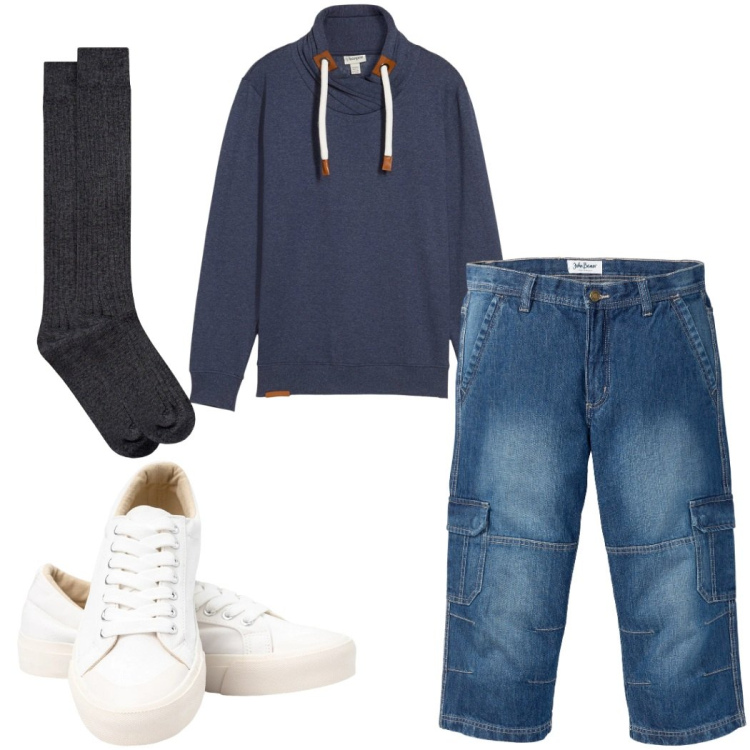 Outfit uomo - Total look #2328736. Stile Casual per Tutti i giorni. Abbinamento con jeans dritti, felpe, sneakers, calzini.