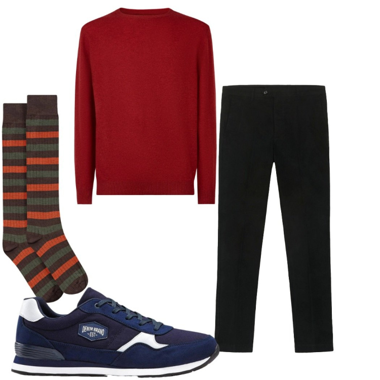 Outfit uomo - Total look #2328744. Stile Trendy per Tutti i giorni. Abbinamento con sneakers, maglieria, calzini, pantaloni chino.