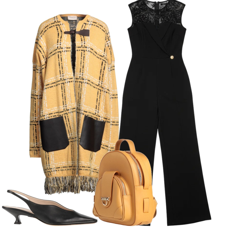 Outfit donna - Total chic. Stile Chic per Serata fuori. Abbinamento con zaini, cappotti, décolleté, tute.