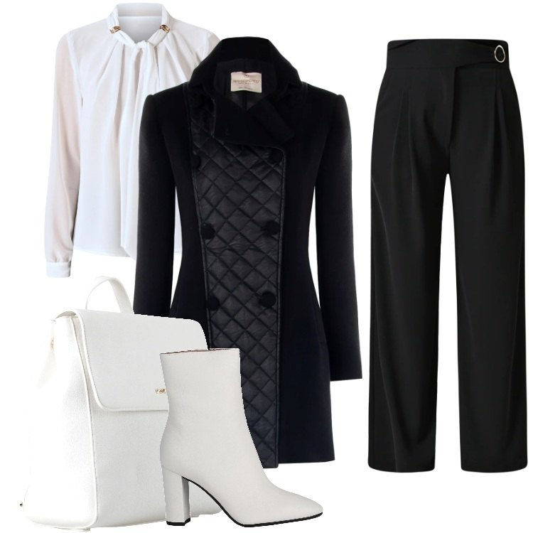 Outfit donna - Un Compleanno Special. Stile Casual chic per Serata fuori. Abbinamento con stivaletti, zaini, pantaloni a palazzo, cappotti, bluse.