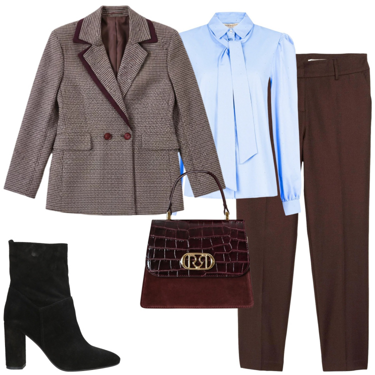 Outfit donna - Total look #2328866. Stile Urban per Tutti i giorni. Abbinamento con pantaloni, stivaletti, camicie, blazer, borse a mano.