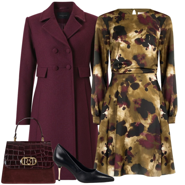 Outfit donna - Febbraio. Stile Urban per Tutti i giorni. Abbinamento con vestiti midi/longuette, cappotti, borse a mano, décolleté.