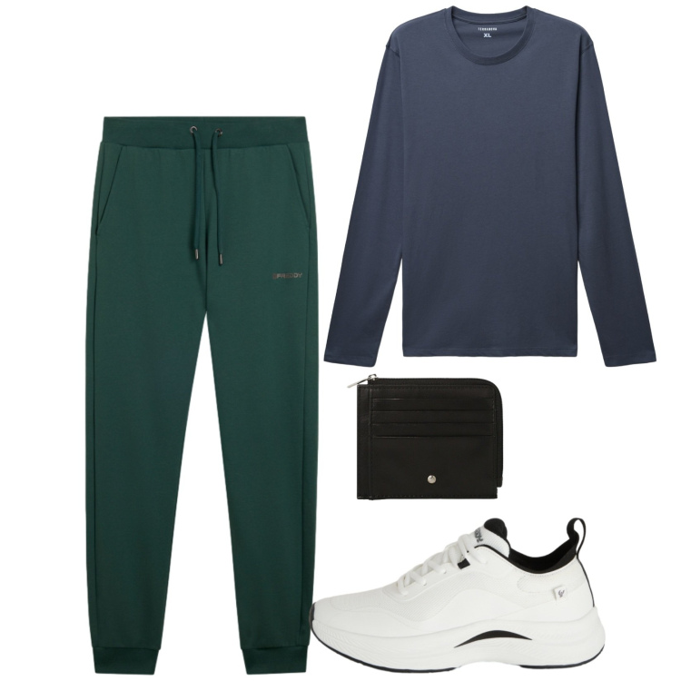 Outfit uomo - Total look #2328905. Stile Urban per Sport. Abbinamento con t-shirt, portafogli, pantaloni, sneakers.