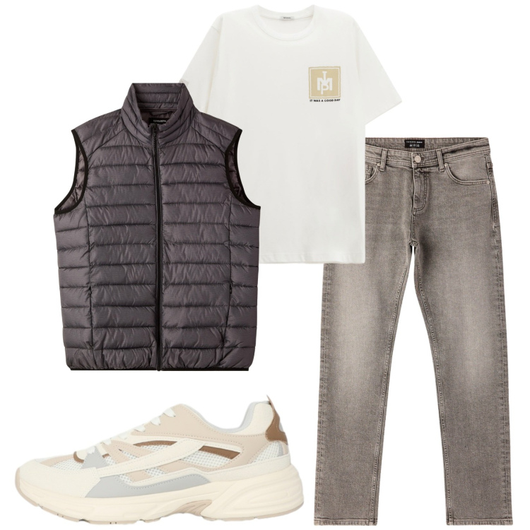 Outfit uomo - Total look #2328908. Stile Casual per Tutti i giorni. Abbinamento con jeans, piumini, sneakers, t-shirt.