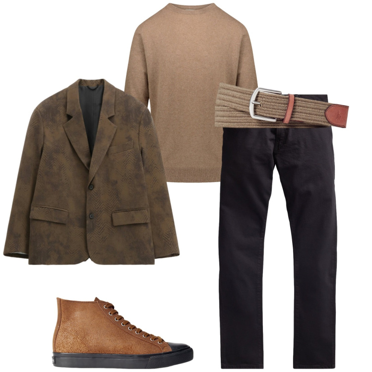 Outfit uomo - Total look #2328918. Stile Urban per Tutti i giorni. Abbinamento con giacche, sneakers, cinture, jeans, maglieria.
