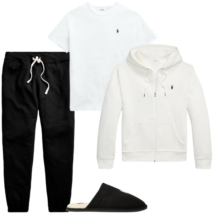 Outfit uomo - Comodo in Ralph Lauren. Stile Casual per Tutti i giorni. Abbinamento con pantaloni, felpe, t-shirt, pantofole.