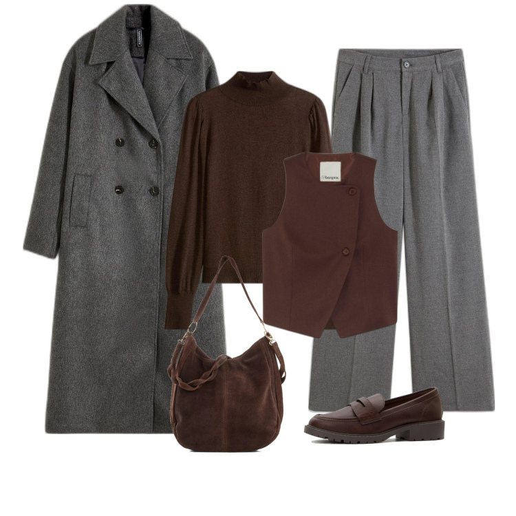 Outfit femme - Gilet costume. Style Tendance pour Bureau. Assortir avec pantalon , pulls, pantalon large en bas, manteaux, sacs à main, mocassins.