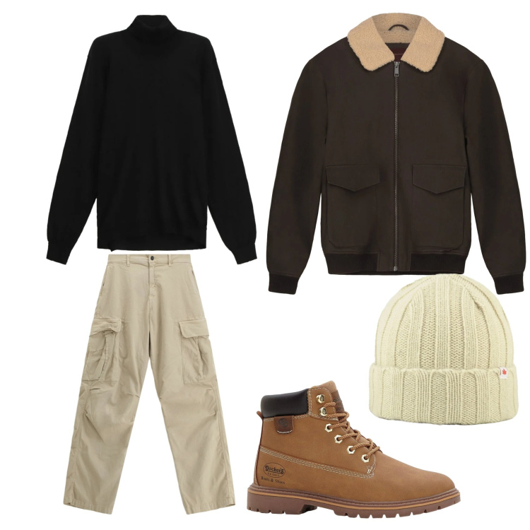 Outfit uomo - Giubbotto evergreen. Stile Casual per Tutti i giorni. Abbinamento con stivali e stivaletti, pantaloni cargo, maglieria, berretti, bomber.