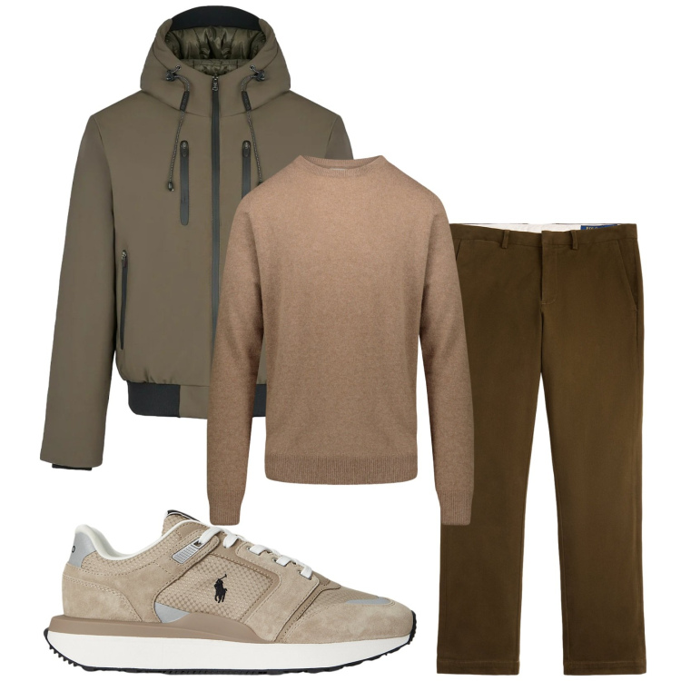 Outfit uomo - Total look #2329000. Stile Urban per Tutti i giorni. Abbinamento con sneakers, pantaloni chino, giacche, maglieria.