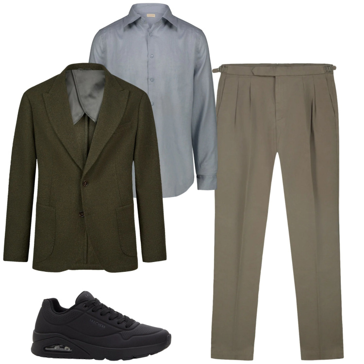 Outfit uomo - Lunedì. Stile Urban per Tutti i giorni. Abbinamento con sneakers, camicie, giacche, pantaloni.