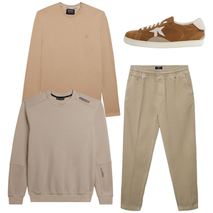 Outfit uomo - Total look. Stile Casual per Tutti i giorni. Abbinamento con pantaloni, sneakers, felpe, t-shirt.