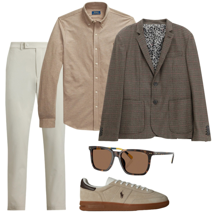 Outfit uomo - Self confidence. Stile Trendy per Serata speciale. Abbinamento con giacche, occhiali da sole, camicie, pantaloni, sneakers.