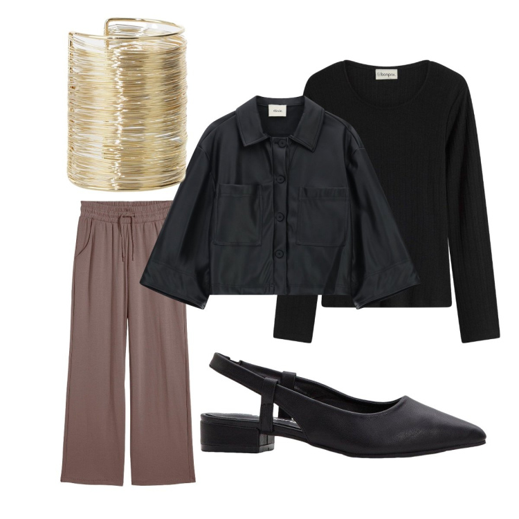 Outfit donna - Impegno pomeridiano. Stile Preppy per Tutti i giorni. Abbinamento con décolleté, pantaloni, maglieria, braccialetti, blazer.