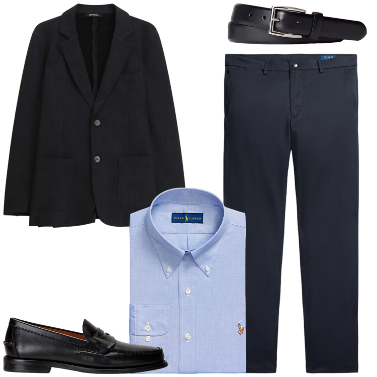 Outfit uomo - City. Stile Business/Elegante per Tutti i giorni. Abbinamento con giacche, scarpe stringate, camicie, cinture, pantaloni.
