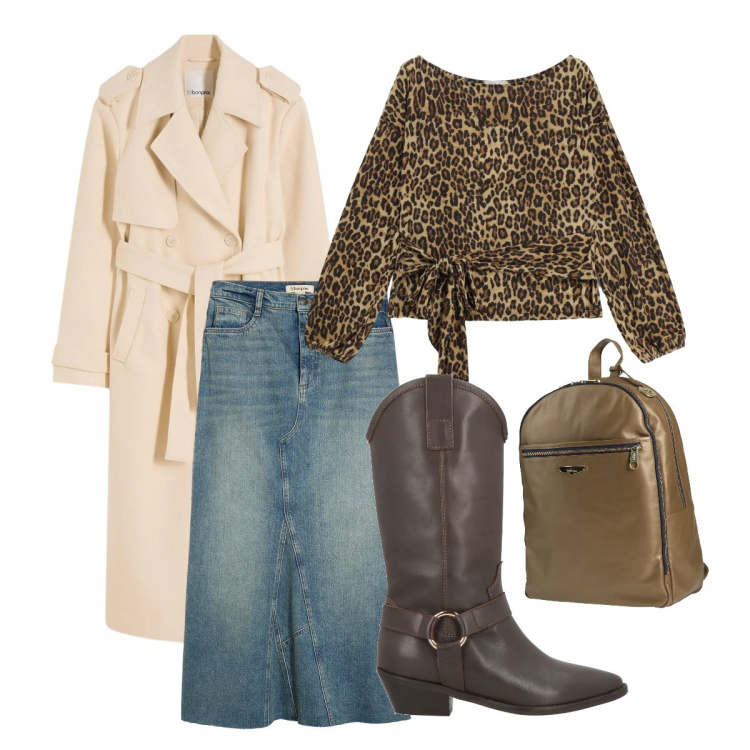 Outfit donna - Erin Brockovich in versione bon ton. Stile Etnico per Ufficio. Abbinamento con trench, gonne, zaini, stivali, top.