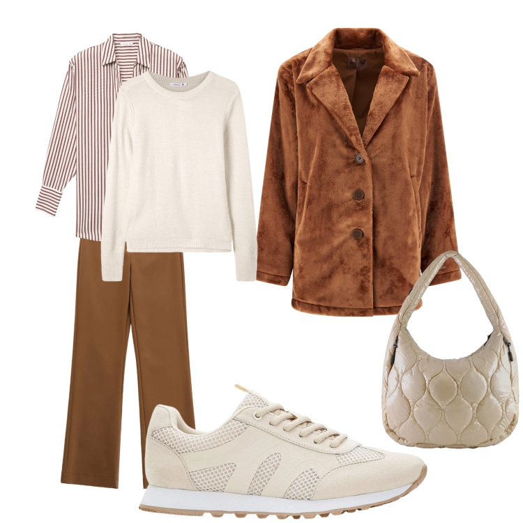 Outfit donna - La giacca in tweed. Stile Basic per Tutti i giorni. Abbinamento con sneakers, pantaloni, maglieria, camicie, cappotti, borse tote.