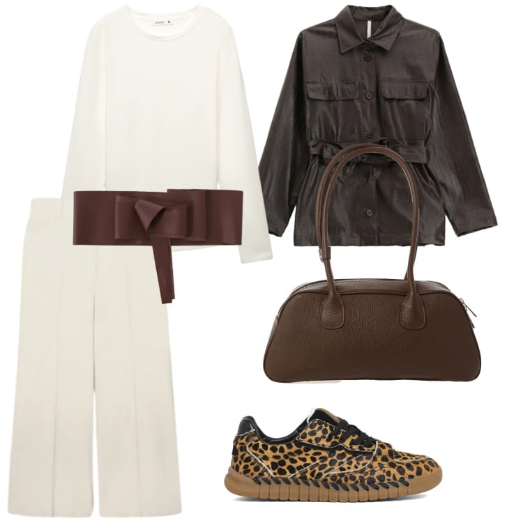 Outfit donna - Ufficio. per Ufficio. Abbinamento con pantaloni chino, t-shirt, cappotti, cinture, borse a mano, sneakers.