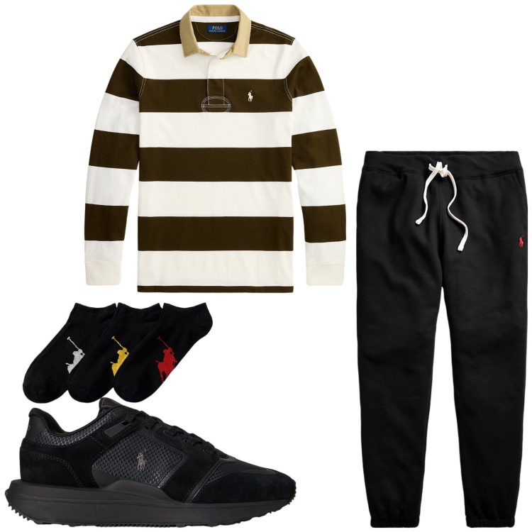 Outfit uomo - Total look #2329311. Stile Casual per Tutti i giorni. Abbinamento con calzini, pantaloni, sneakers, maglieria.