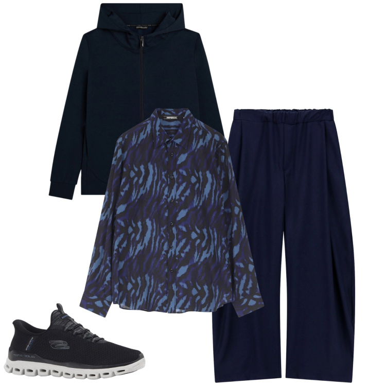 Outfit uomo - Total look #2329314. Stile Trendy per Tutti i giorni. Abbinamento con sneakers, pantaloni, camicie, felpe con cappuccio.