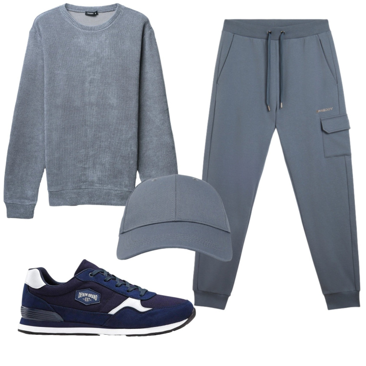 Outfit uomo - Total look #2329319. Stile Casual per Tutti i giorni. Abbinamento con sneakers, maglieria, cappelli con visiera, pantaloni cargo.
