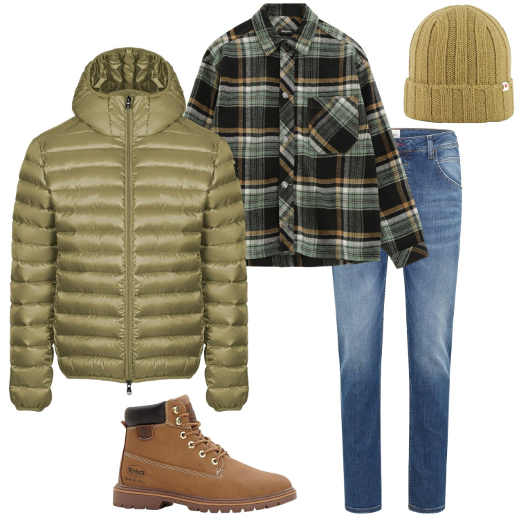 Outfit uomo - Freddo inverno. Stile Urban per Tutti i giorni. Abbinamento con jeans dritti, stivali e stivaletti, camicie, cappelli, bomber.