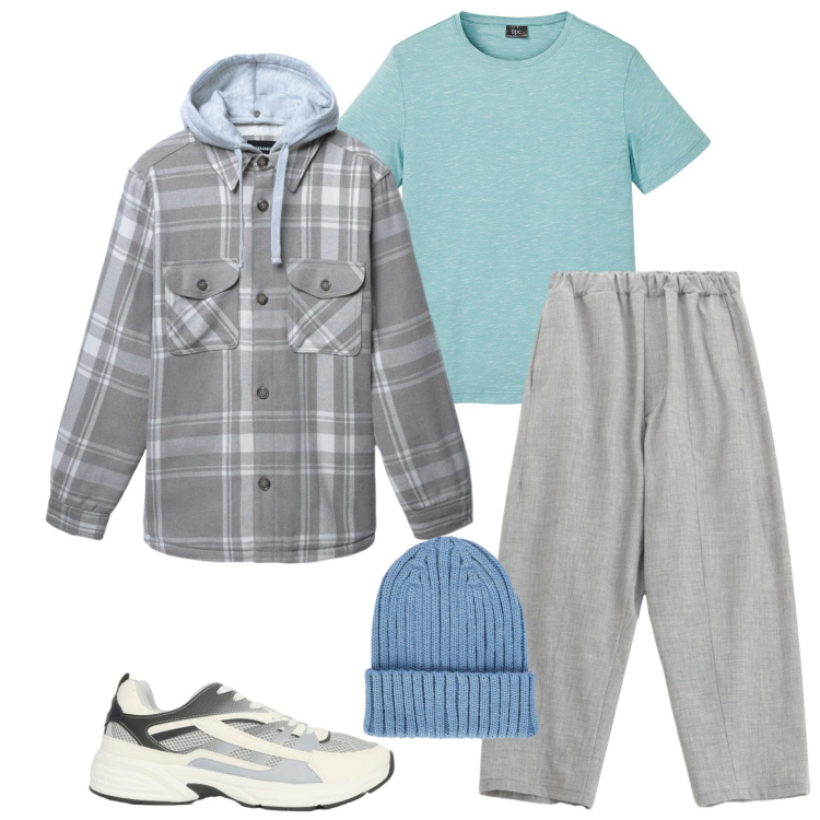 Outfit uomo - Casual style. Stile Casual per Tutti i giorni. Abbinamento con t-shirt, cappotti, sneakers, pantaloni, berretti.