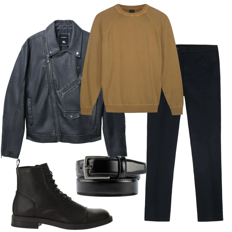 Outfit uomo - Total look #2329407. Stile Business/Elegante per Ufficio. Abbinamento con giacche, anfibi, maglieria, cinture, pantaloni.