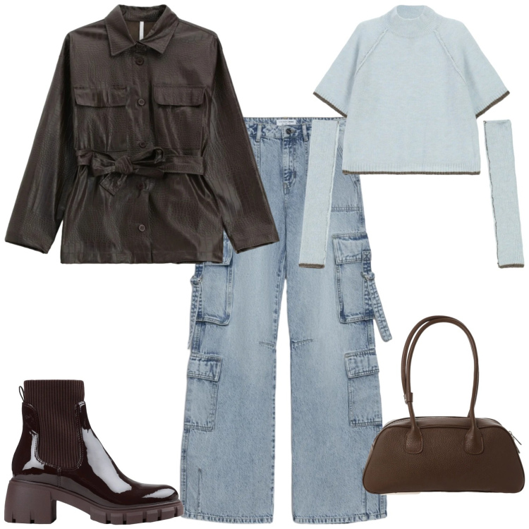 Outfit donna - Ogni giorno in città. Stile Urban per Tutti i giorni. Abbinamento con stivaletti, cappotti, borse a mano, maglieria, jeans.