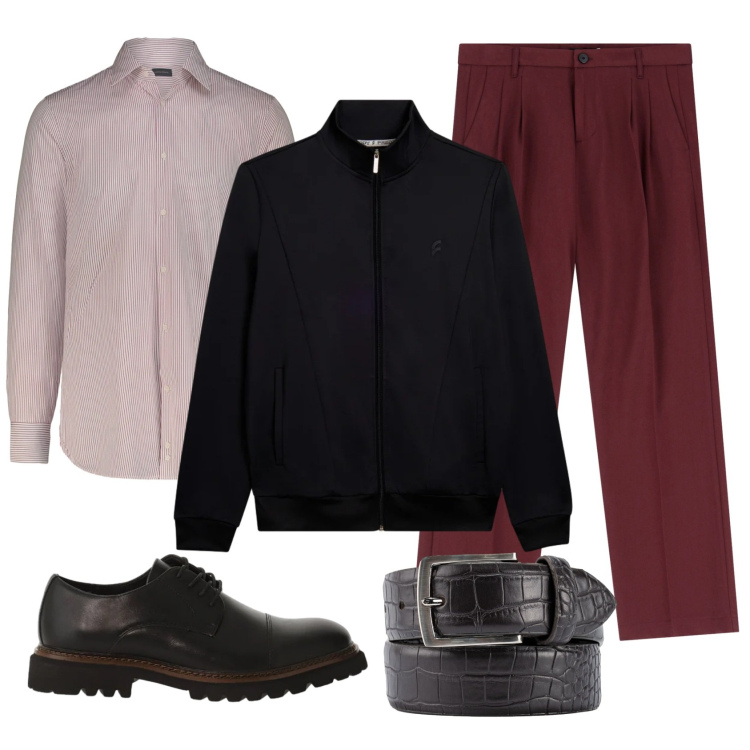 Outfit uomo - Total look #2329436. Stile Casual per Ufficio. Abbinamento con pantaloni, scarpe stringate, bomber, cinture, camicie.