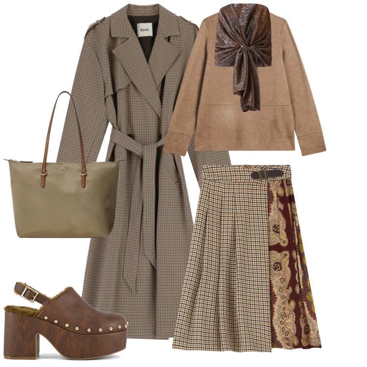 Outfit donna - Total look #2329437. Stile Bon Ton per Ufficio. Abbinamento con gonne, trench, stole, felpe, borse tote, sabot.