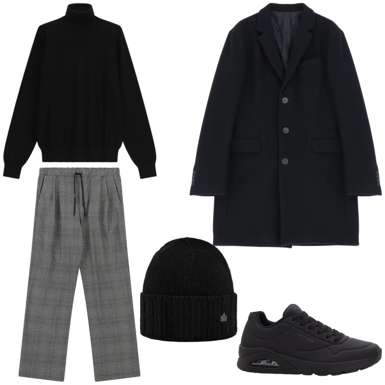 Outfit uomo - Total look #2329441. Stile Casual per Tutti i giorni. Abbinamento con sneakers, maglieria, cappotti, pantaloni, cappelli.