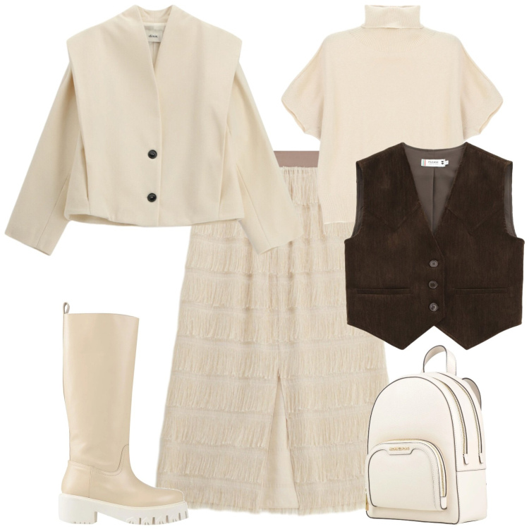 Outfit donna - Boho ogni giorno. Stile Boho per Tutti i giorni. Abbinamento con zaini, stivali, maglieria, gonne longuette, blazer, gilet.