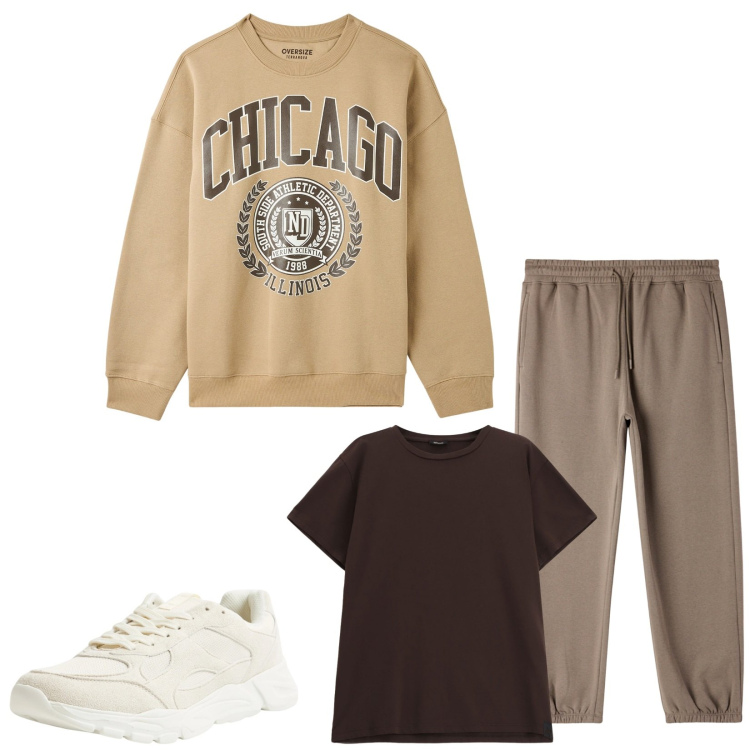 Outfit uomo - Total look #2329475. Stile Urban per Sport. Abbinamento con sneakers, felpe sportive, pantaloni, t-shirt.