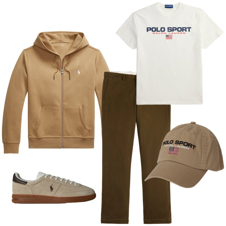 Outfit uomo - Total look #2329507. Stile Casual per Tutti i giorni. Abbinamento con felpe, cappelli, pantaloni chino, sneakers, t-shirt.