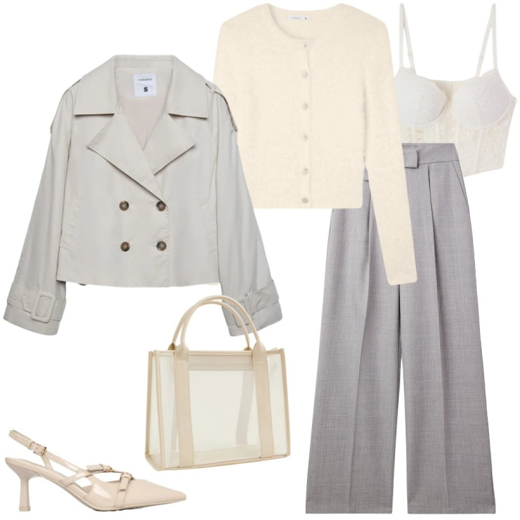 Outfit donna - San Valentino Terranova. Stile Casual chic per Serata fuori. Abbinamento con pantaloni, bralette, borse tote, cardigans, caban, décolleté.