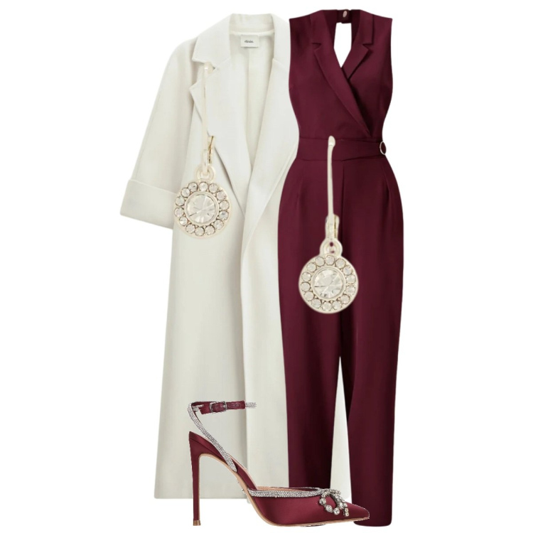 Outfit donna - Total look #2329511. Stile Chic per Serata fuori. Abbinamento con décolleté, cappotti, tute, orecchini.