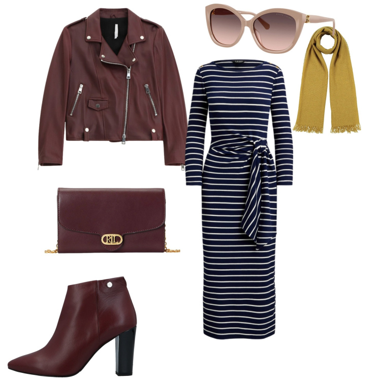 Outfit donna - Total look #2329631. Stile Bon Ton per Scuola/Università. Abbinamento con stivaletti, sciarpe, giacche, vestiti lunghi, borse a tracolla, occhiali da sole.