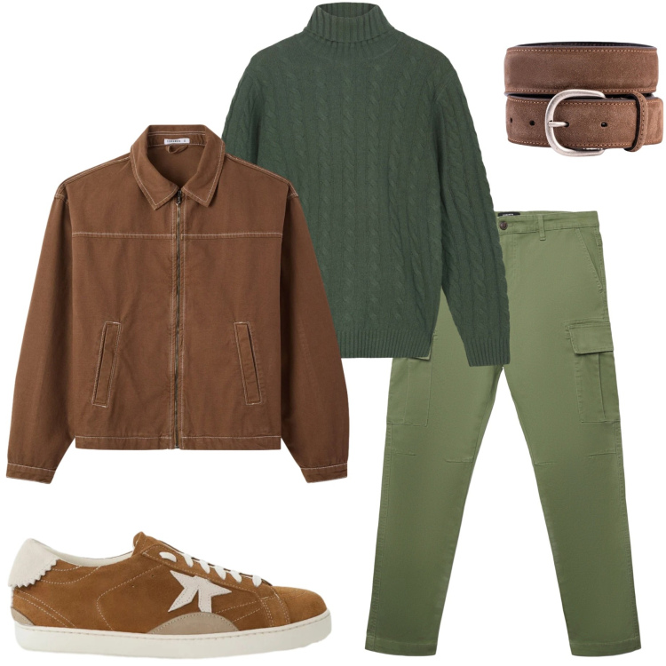 Outfit uomo - Tutti i giorni. Stile Urban per Tutti i giorni. Abbinamento con sneakers, pantaloni cargo, cappotti, maglieria, cinture.