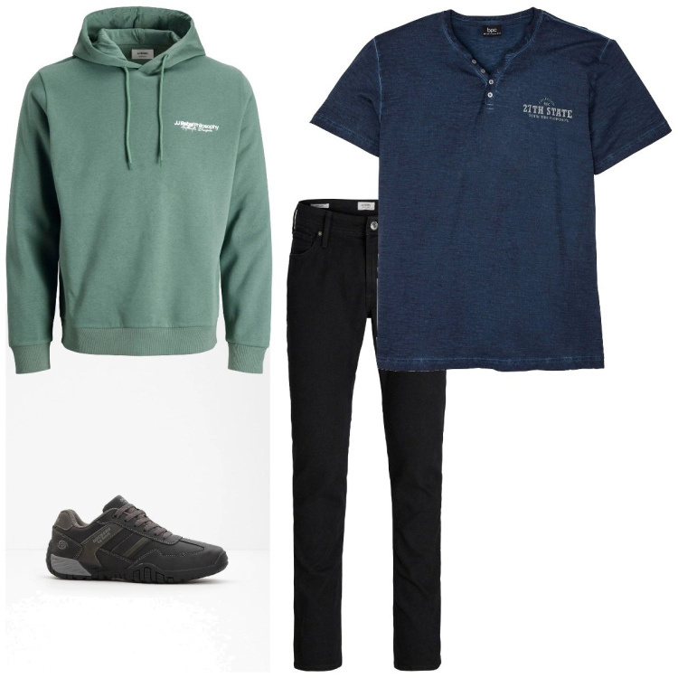 Outfit homme - Casual #1392. Style Casual pour Tous les jours. Assortir avec t-shirts, sneakers, sweats à capuche, jeans.