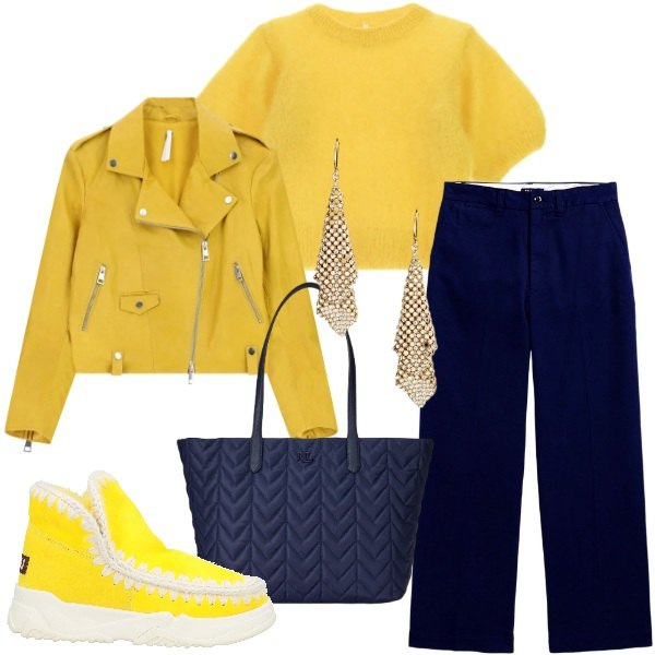 Outfit donna - Tessuti morbidi che valorizzano - FDCI. Stile Casual chic per Tutti i giorni. Abbinamento con stivaletti, t-shirt, giacche, pantaloni chino, orecchini, borse tote.