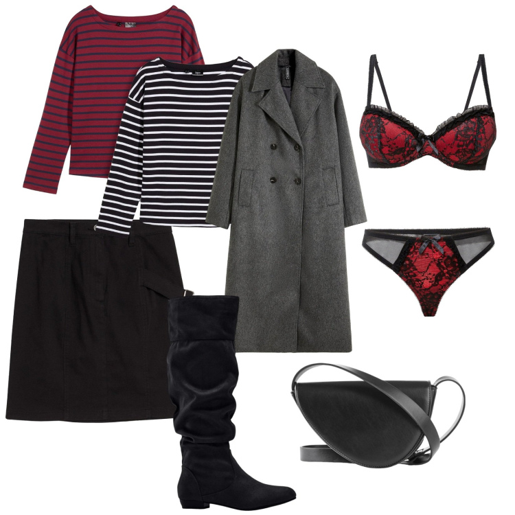 Outfit donna - L\'intimo che ti sorprende. per Tutti i giorni. Abbinamento con stivali, borse a tracolla, gonne, cappotti, reggiseni, maglieria.